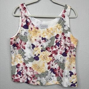 Adrianna Papell Sz 14 Silk Sleeveless Floral Top